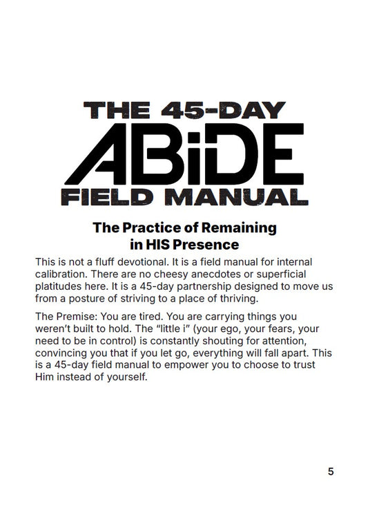 Cover of 'The 45-Day Abide Field Manual' with black text on a white background