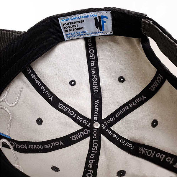 abide baseball cap with custom never too lost to be found tape