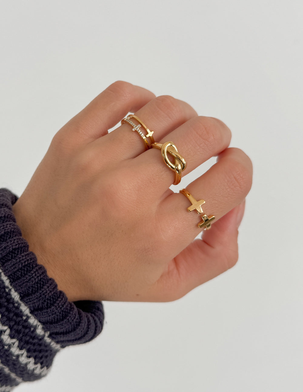 Stacked Cross Gem Ring - Elevated Faith