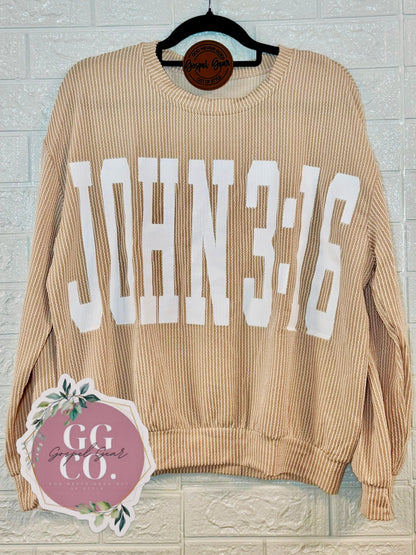 John 3:16 Christian Corded Gospel Gear Crewneck Shirt