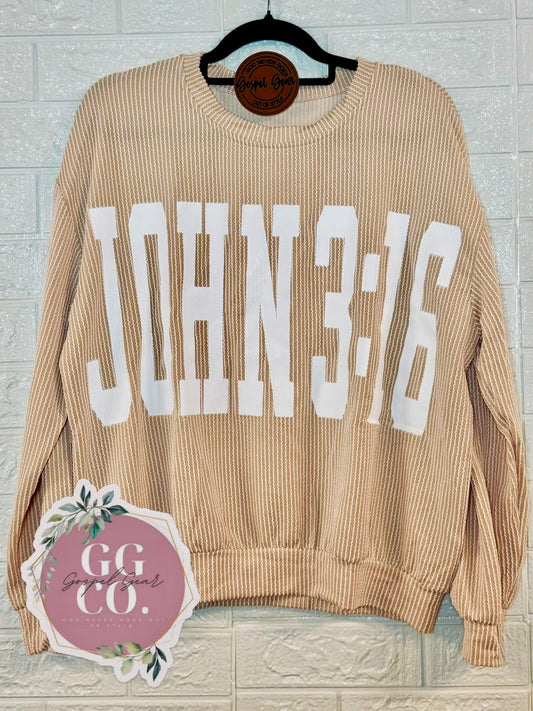 John 3:16 Christian Corded Gospel Gear Crewneck Shirt