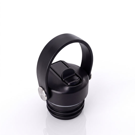 Optional Black screw on drinking spout sports lid with silicone/rubber handle created for ABiDE or Never Too Lost 750ml Water Bottles
