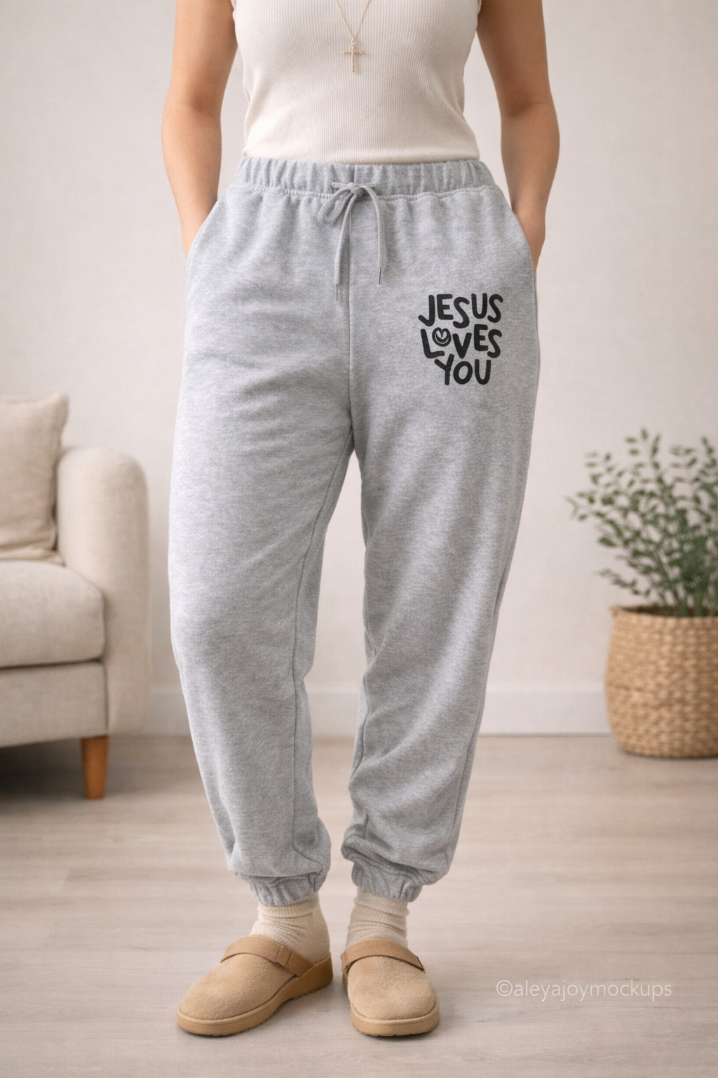 Jesus Loves You Embroidered Sweatpants