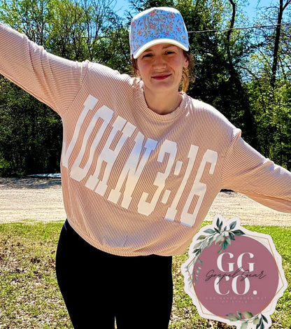 John 3:16 Christian Corded Gospel Gear Crewneck Shirt