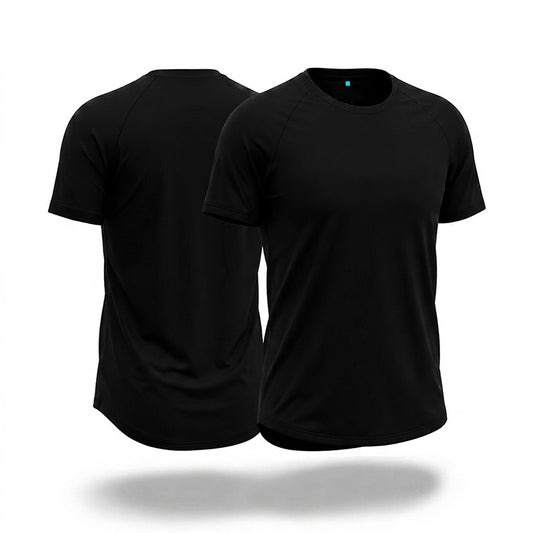 Buttery Soft black bamboo t-shirt shown from front and back on a white background