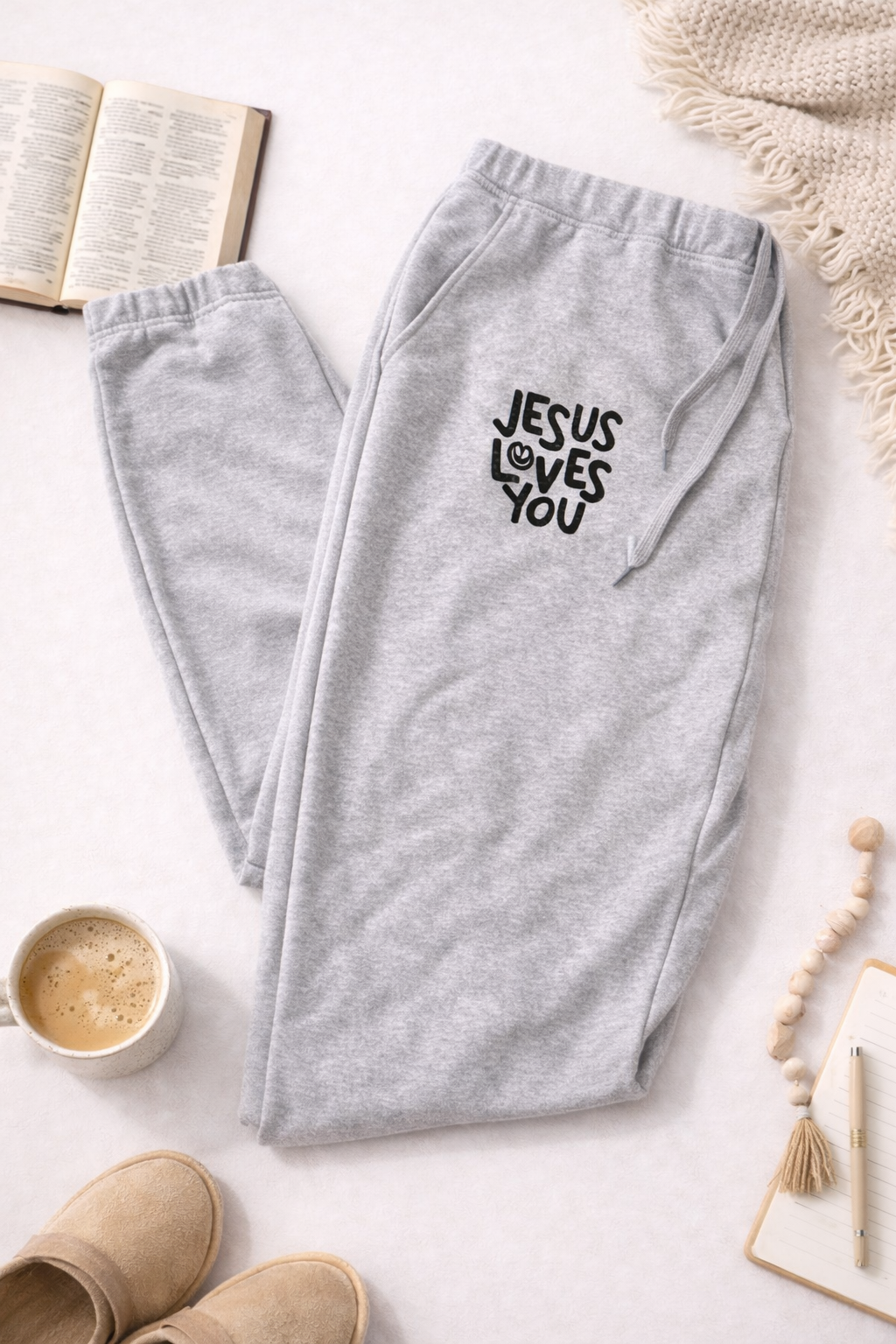 Jesus Loves You Embroidered Sweatpants