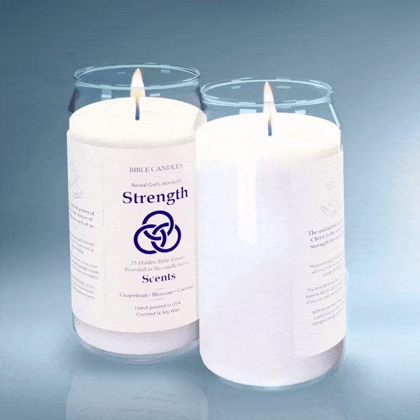 Strength Bible Candle - Grapefruit, Orange & Berry Scent with Hidden Verses