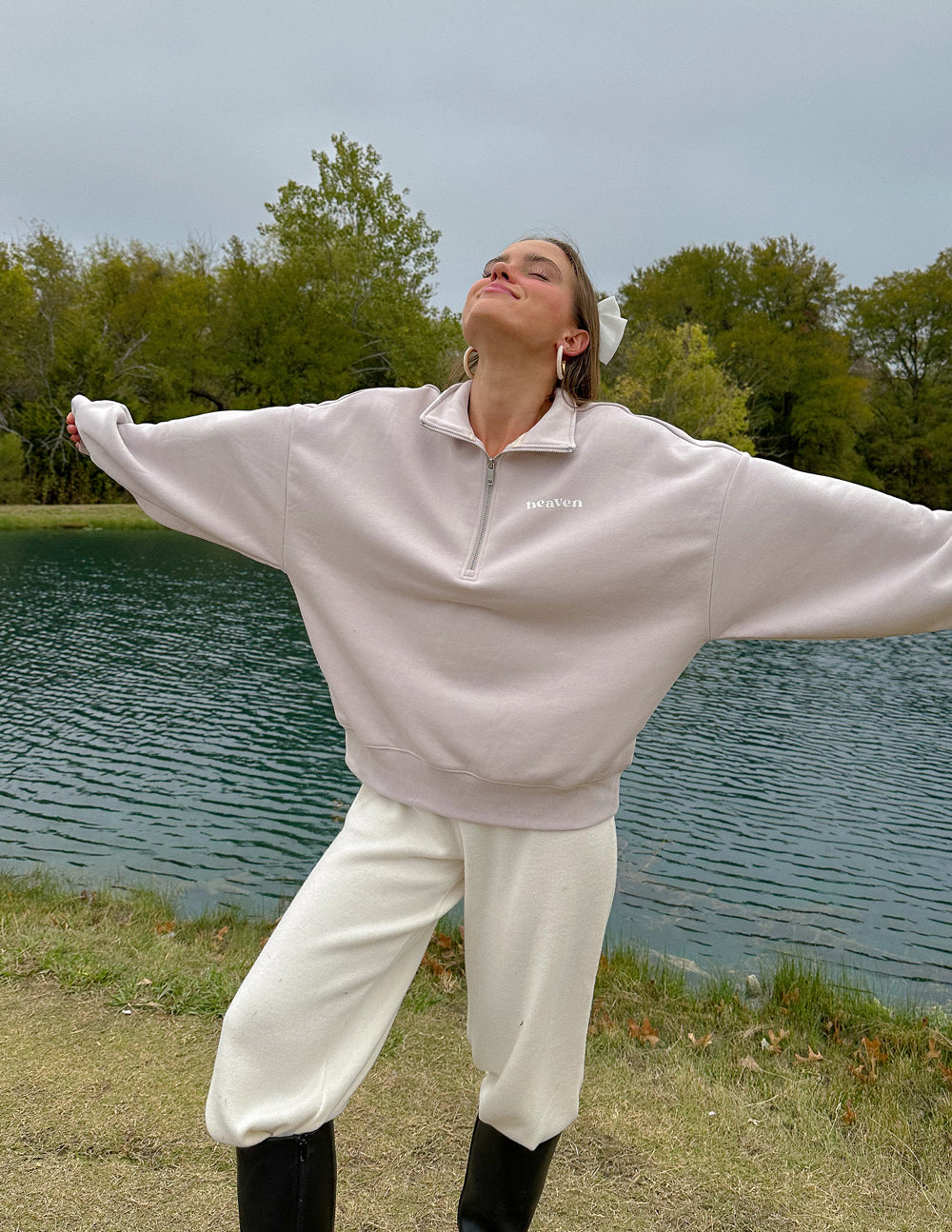 Heaven Women's Lilac Half-Zip Pullover - Elevated Faith