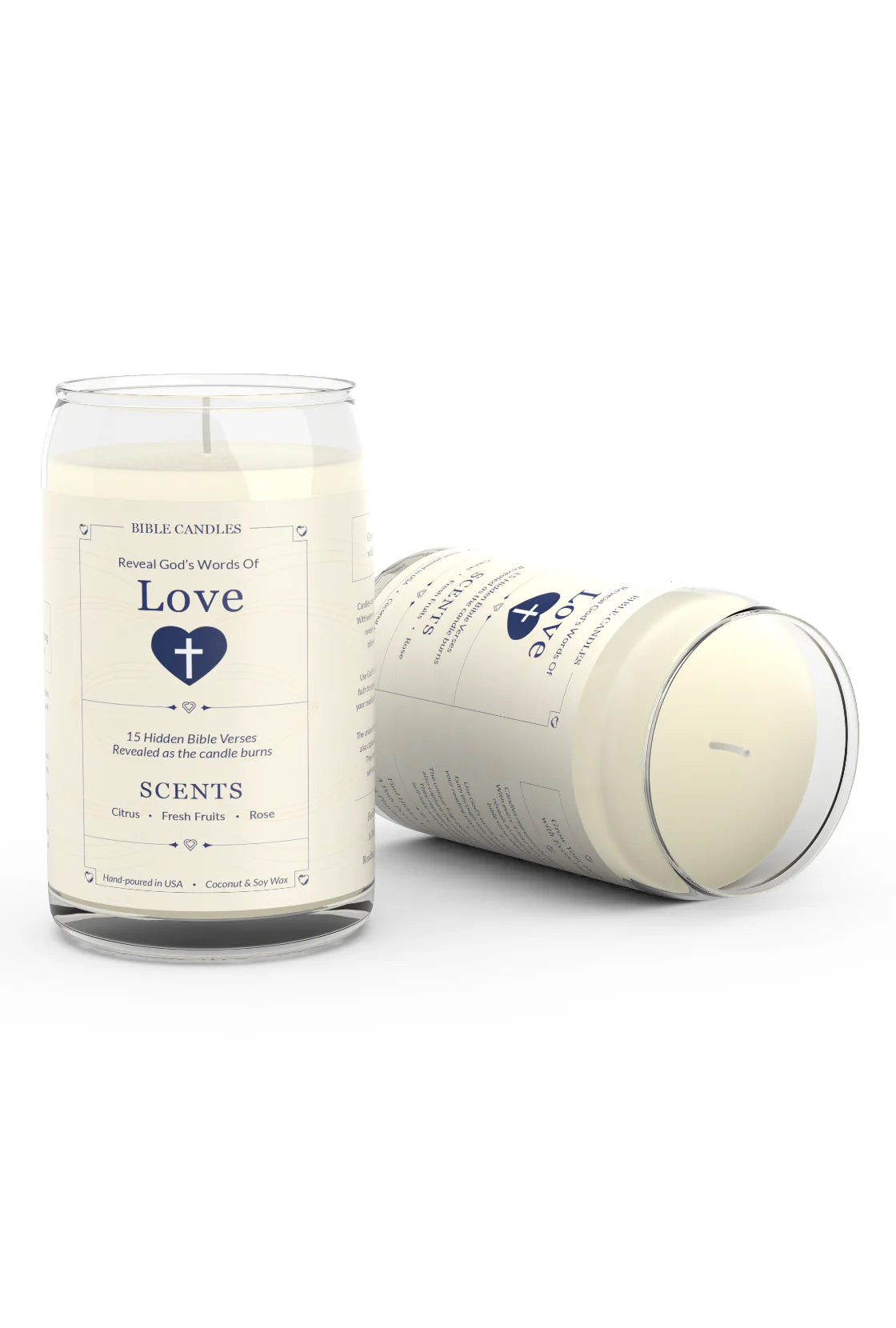 Love Bible Candle - Citrus, Fresh Fruits & Rose Scent with Hidden Verses