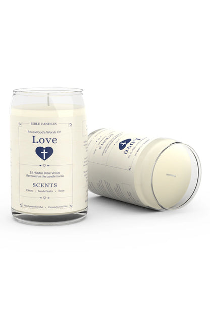 Love Bible Candle - Citrus, Fresh Fruits & Rose Scent with Hidden Verses