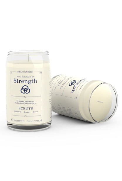 Strength Bible Candle - Grapefruit, Orange & Berry Scent with Hidden Verses