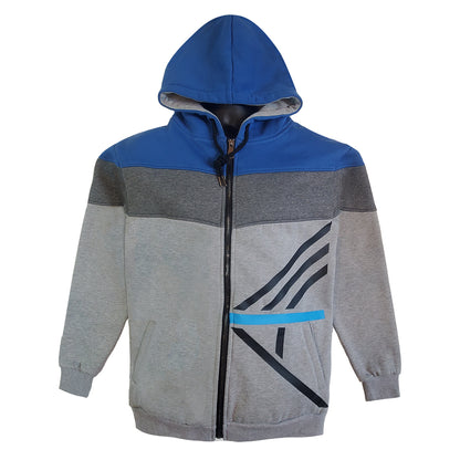 I AM (YHWH)- Gray & Blue Color-block Zip-up Hoodie